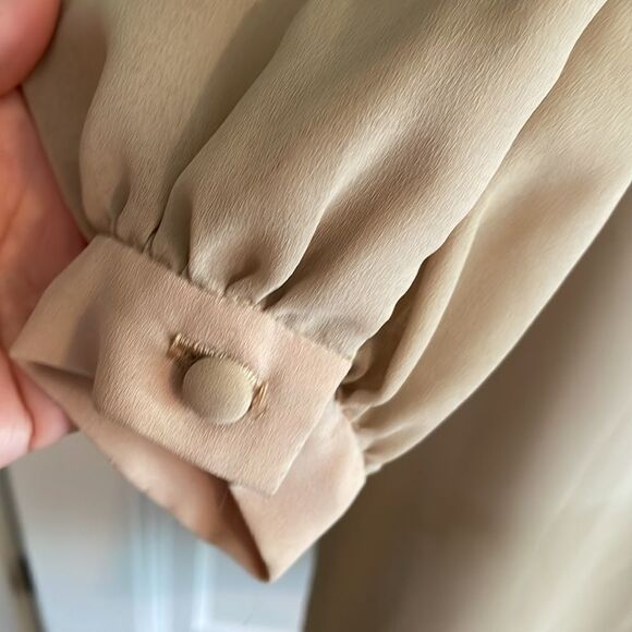 Vtg 70s Tony Ruocco for Alper Schwartz tan semi sheer  shift dress - Picture 8 of 12